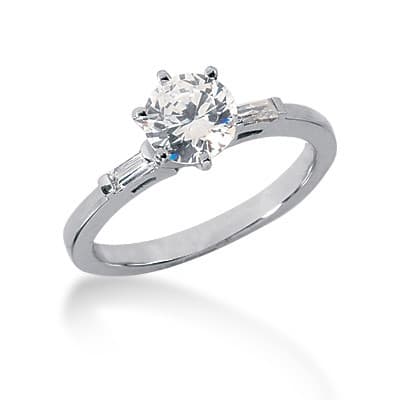 Ladies 14KT White Gold Platinum Tailored Engagement Set ENS829-A