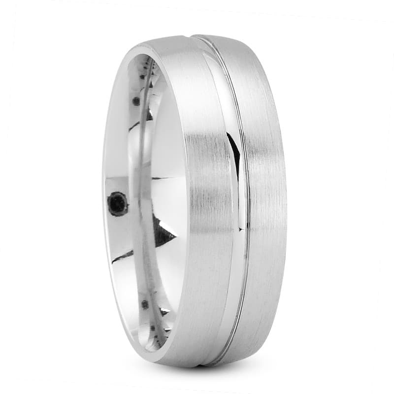 Mens 14KT White Gold Platinum Traditional Wedding Band M119