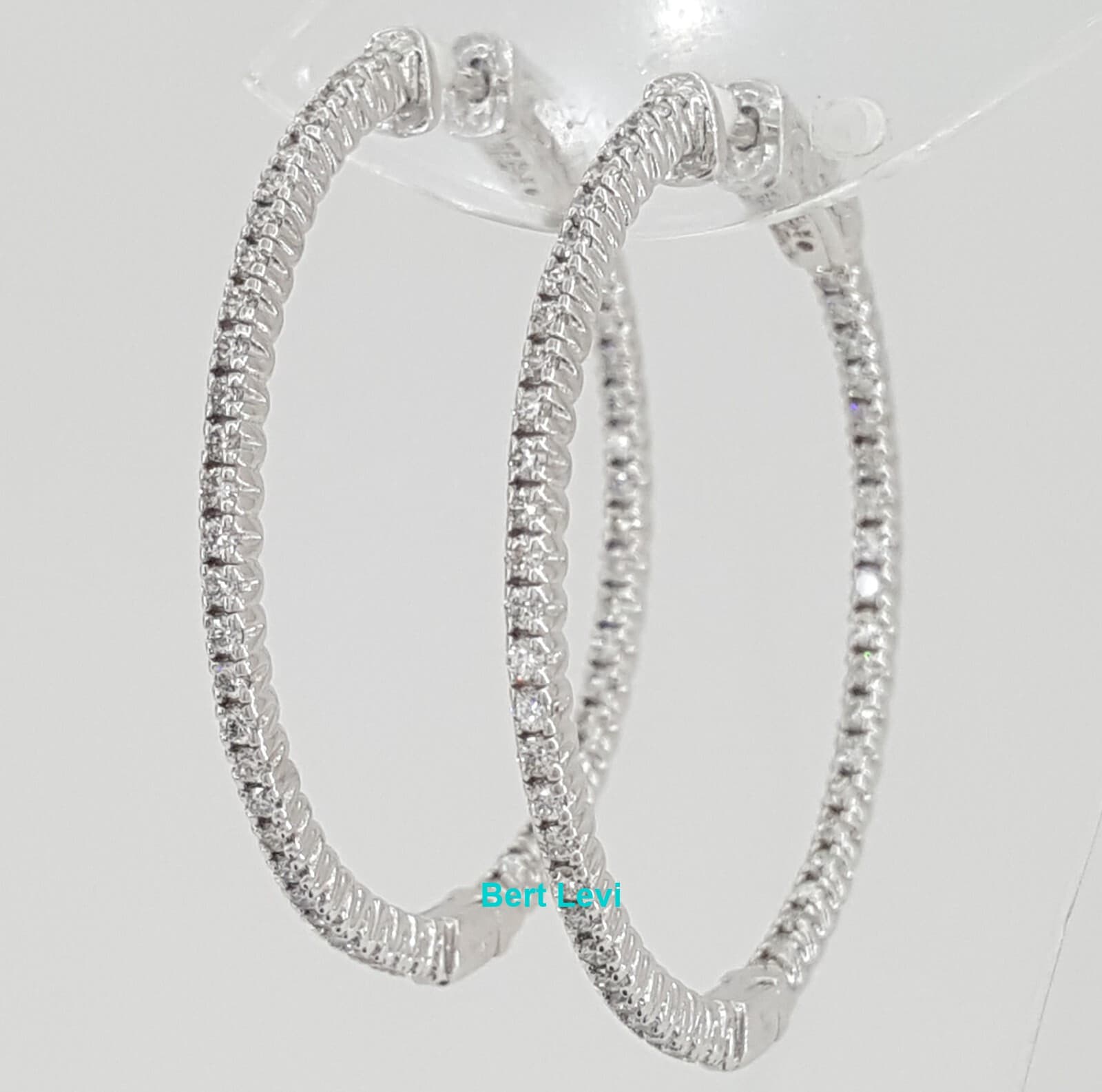 Inside Out Hoop Diamond Earrings 1.06 ct 14k White Gold 36 mm