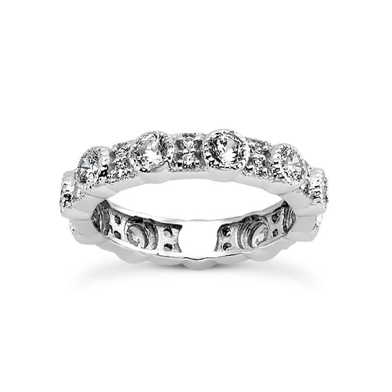 Ladies 14KT White Gold Platinum Round Diamond Eternity Wedding Band EWB503-4