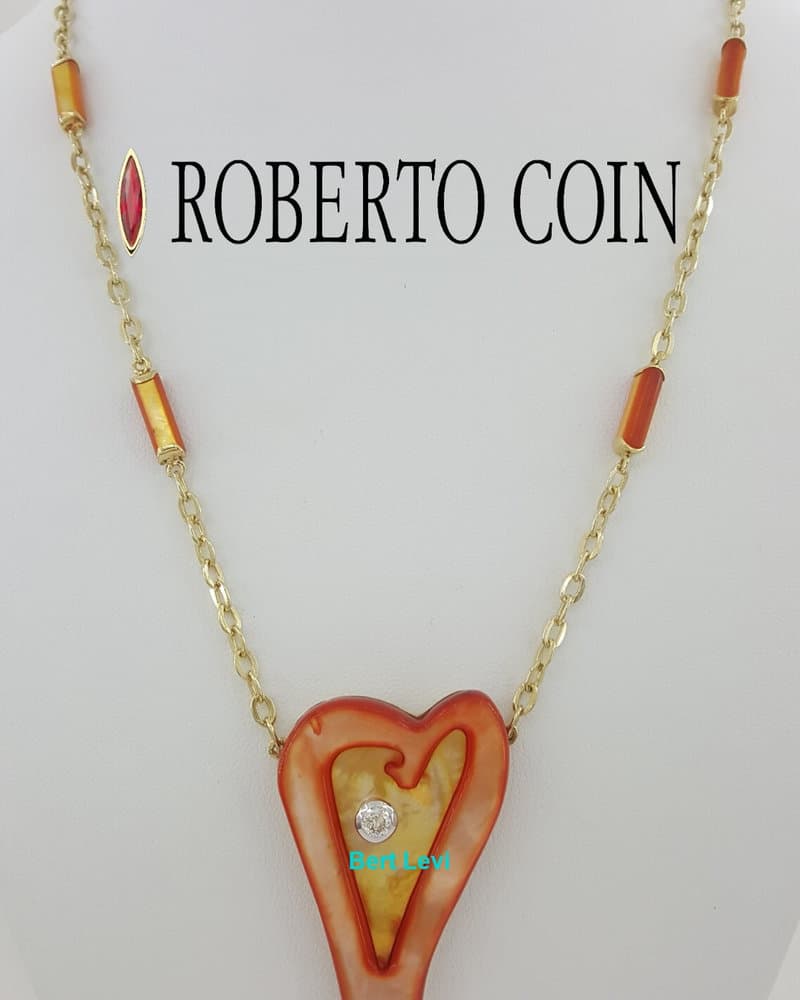 Roberto Coin Diamond Mother of Pearl 18k Gold Necklace 0.25 ct 27.3 Grams 18-20”