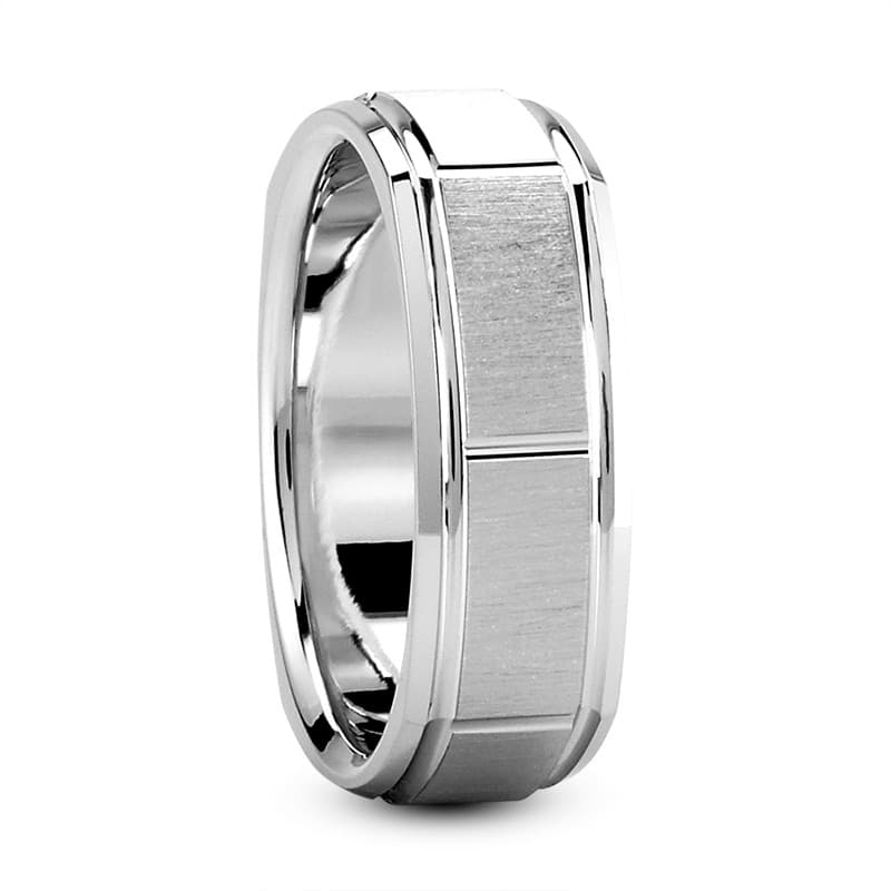 Mens 14KT White Gold Platinum Traditional Wedding Band MSQ467