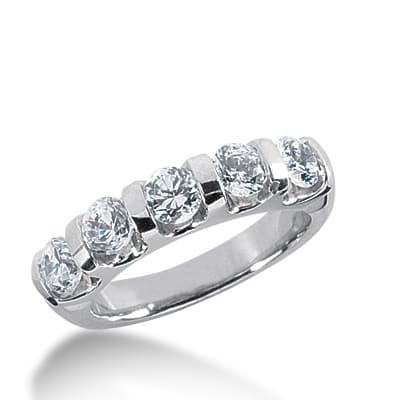 Ladies 14KT White Gold Platinum Round Diamond Wedding Band WB1503
