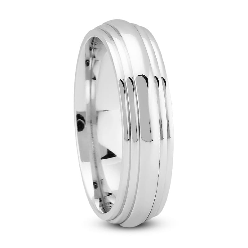 Mens 14KT White Gold Platinum Traditional Wedding Band M559