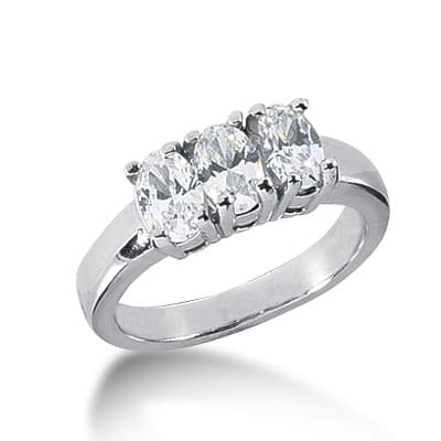 Ladies White Gold Platinum Oval Diamond Three Stones Engagement Ring ENR2310