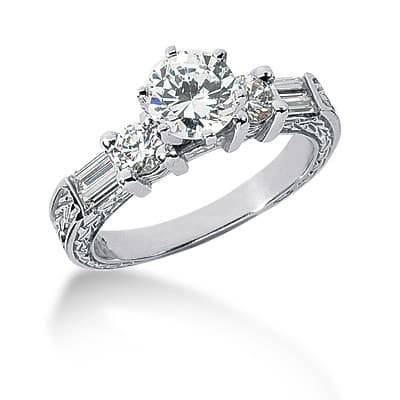 Ladies 14KT White Gold Platinum Fancy Engagement Set ENS631-A