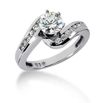 Ladies 14KT White Gold Platinum Fancy Engagement Set ENS594-A