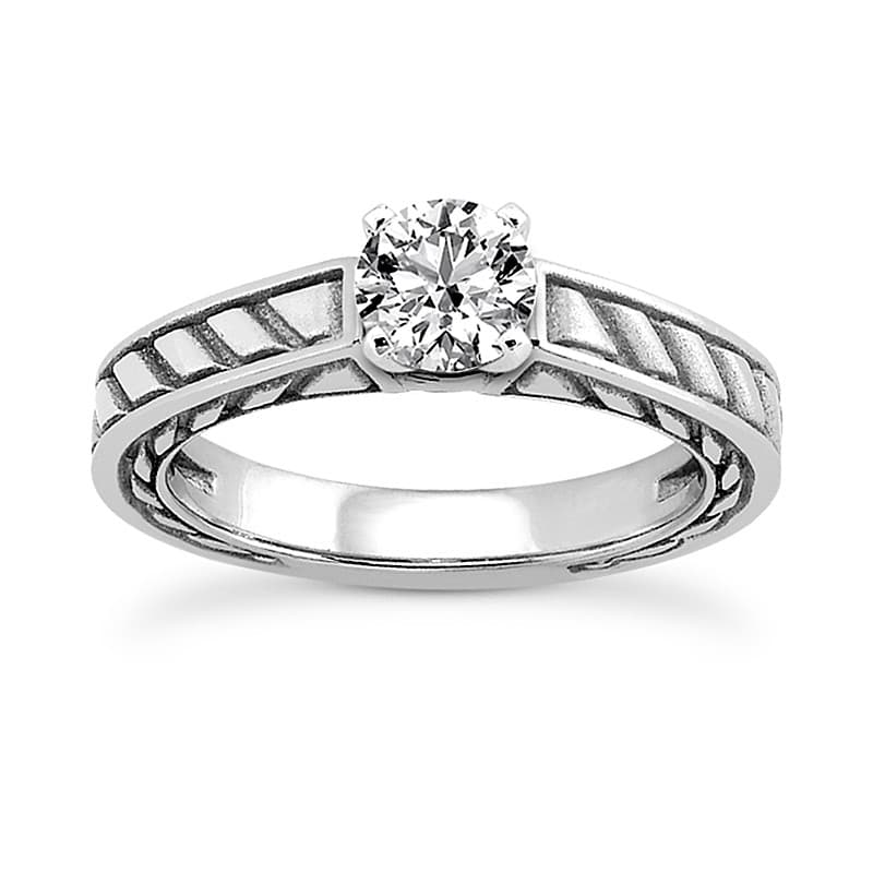 Ladies 14KT White Gold Platinum Solitaire Engagement Set ENS3532-A