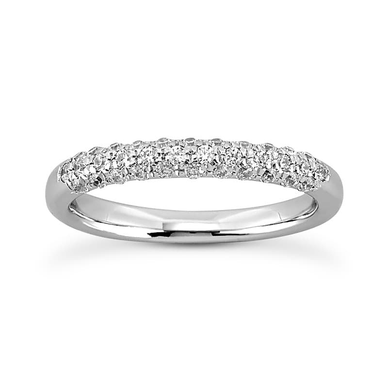 Ladies 14KT White Gold Platinum Round Diamond Wedding Band WB994