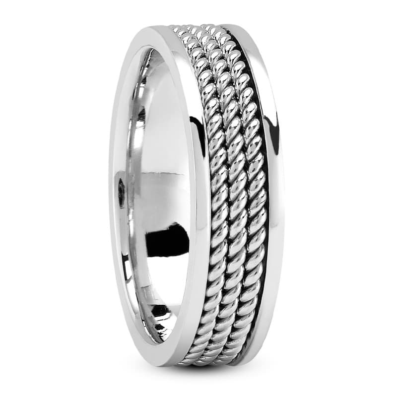 Ladies 14KT White Gold Platinum Traditional Wedding Band HM156