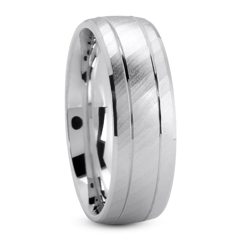 Mens 14KT White Gold Platinum Traditional Wedding Band M607