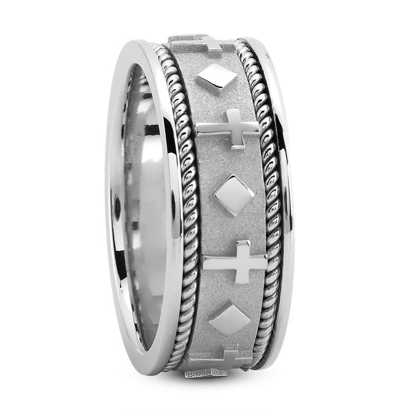 Ladies 14KT White Gold Platinum Traditional Wedding Band HM252