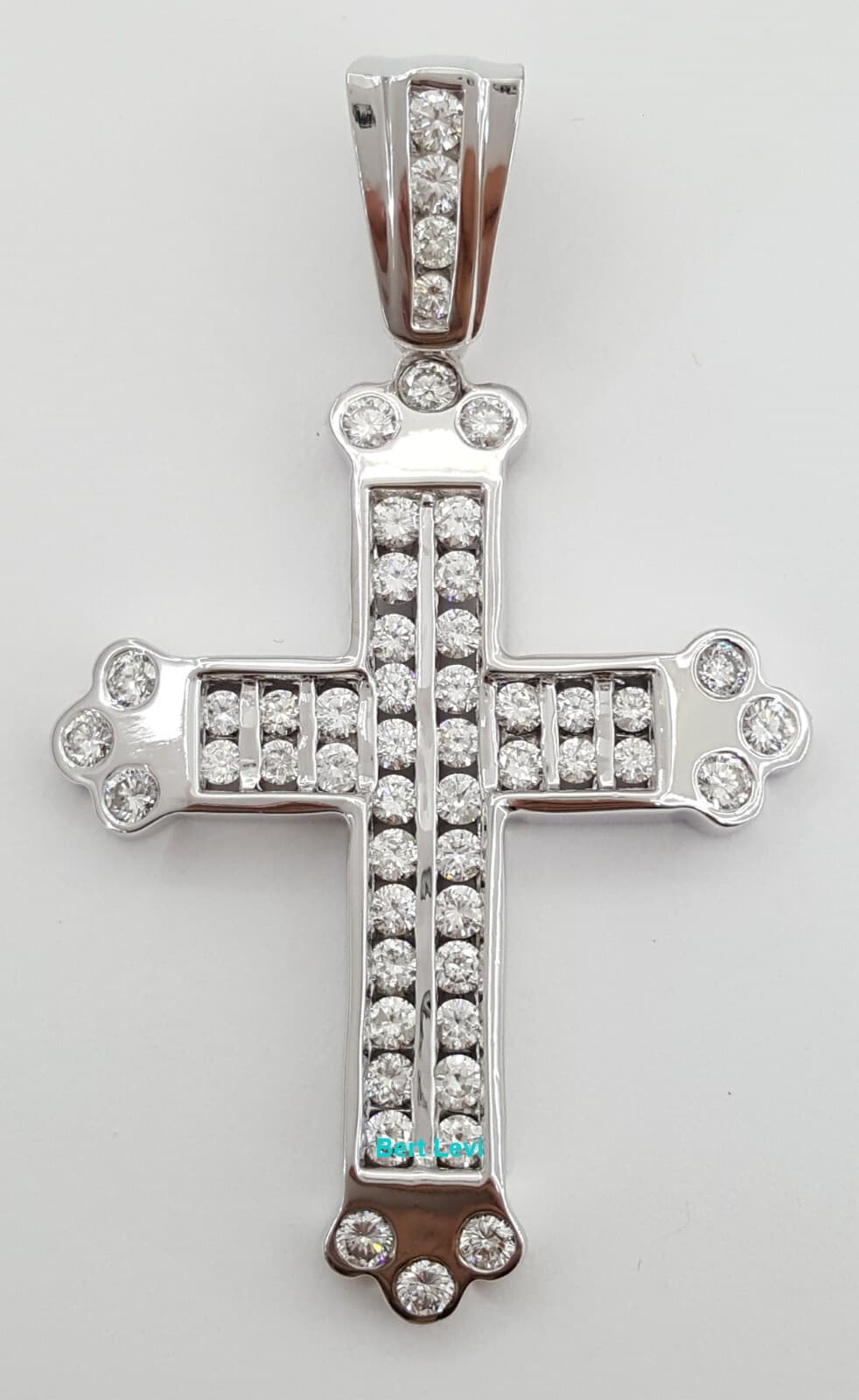 Round Brilliant Cut Diamond Cross Necklace 2.6 ct 14k White Gold 19 Grm Rtl $6K