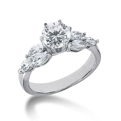 Ladies 14KT White Gold Platinum Fancy Engagement Ring ENR2514