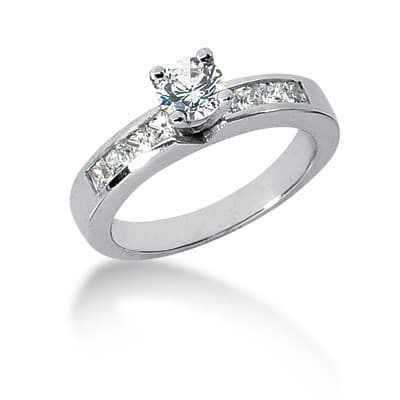 Ladies 14KT White Gold Platinum Fancy Engagement Set ENS524-A