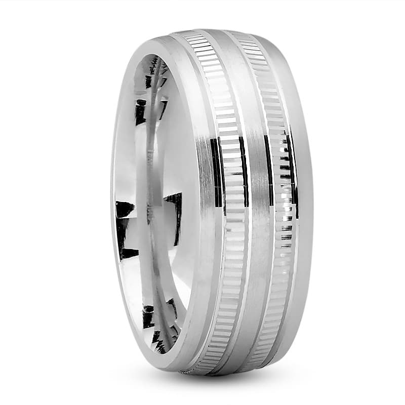 Mens 14KT White Gold Platinum Traditional Wedding Band M771