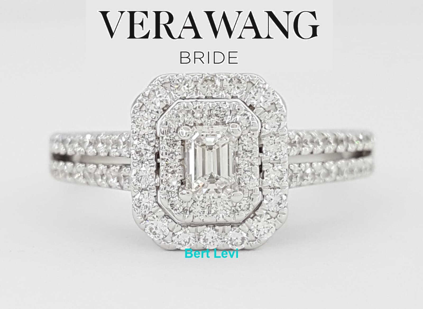 Vera Wang Love Emerald Diamond Double Frame Halo Engagement Ring 1 ct Rtl $3,229