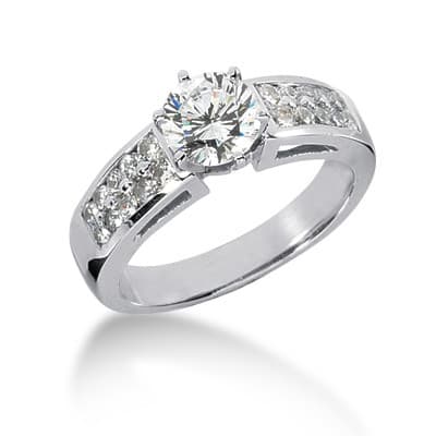 Ladies 14KT White Gold Platinum Fancy Engagement Set ENS424-A