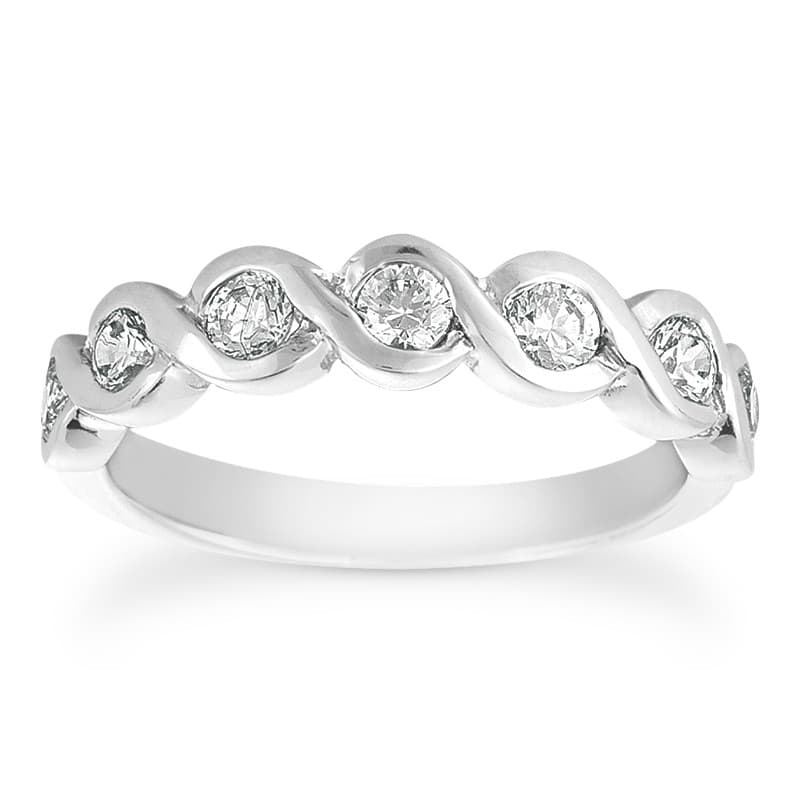 Ladies 14KT White Gold Platinum Round Diamond Wedding Band WB1627