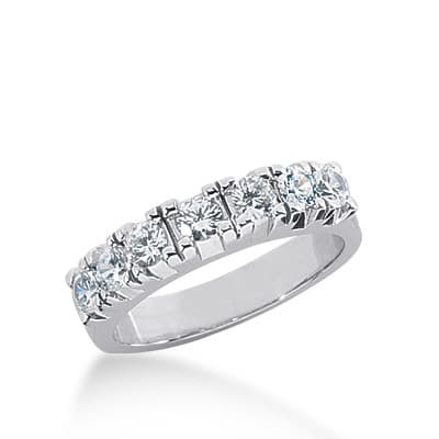 Ladies 14KT White Gold Platinum Round Diamond Wedding Band WB1350