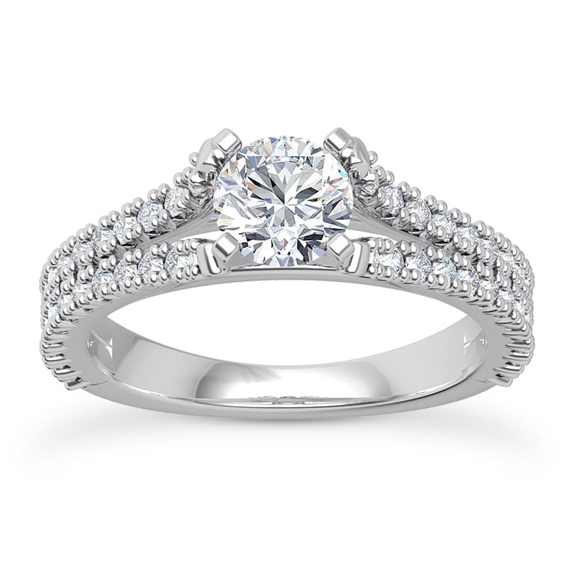 Ladies 14KT White Gold Platinum Fancy Engagement Set ENS2221-1.50-A