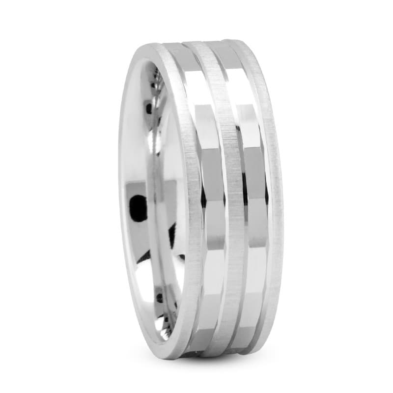 Mens 14KT White Gold Platinum Traditional Wedding Band M1220
