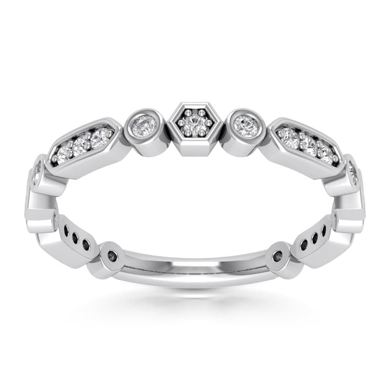 Ladies 14KT White Gold Platinum Diamond Wedding Band WB5403