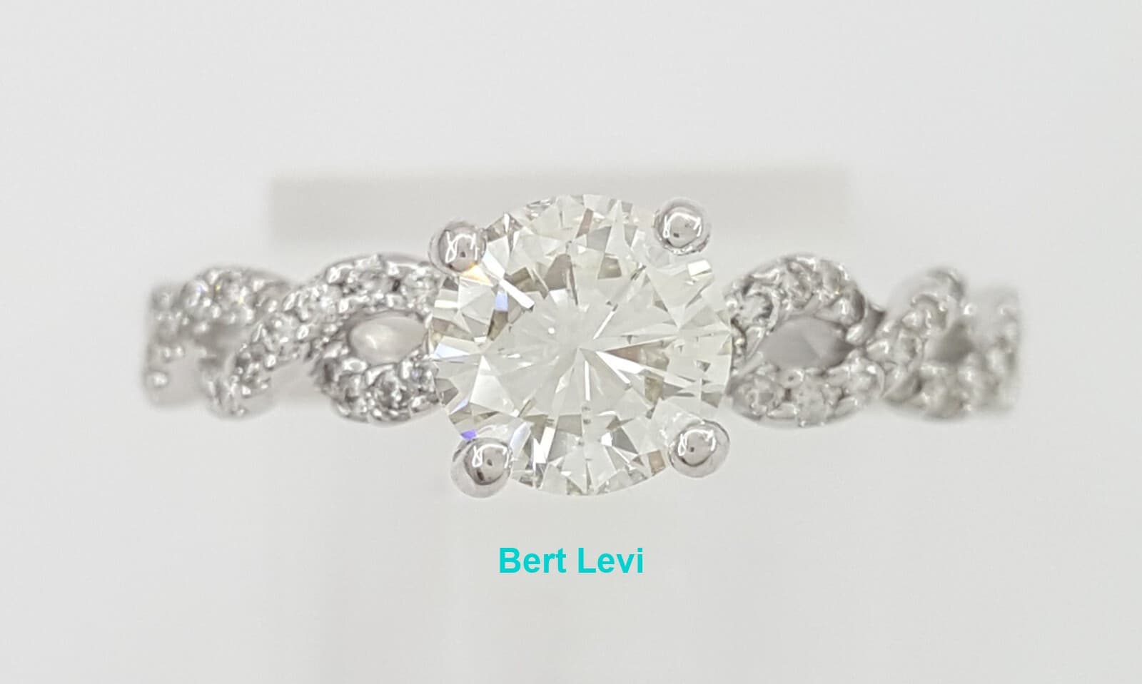 1.1 ct Round Diamond Crossover 14K White Gold Engagement Ring Rtl $7,500