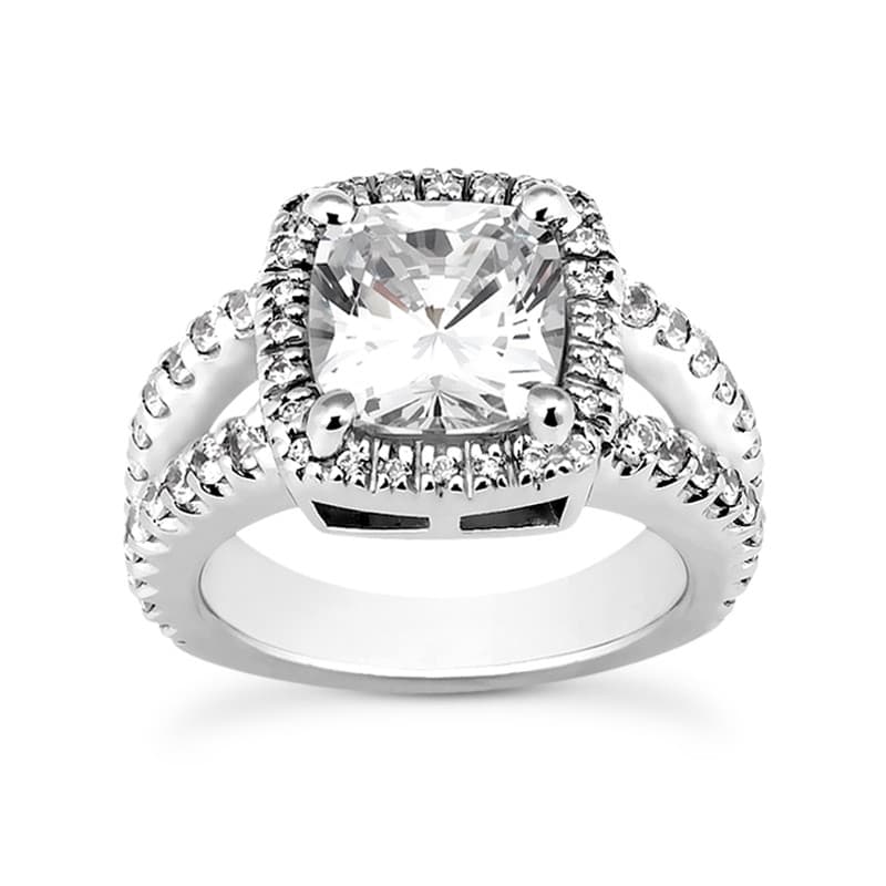 Ladies 14KT White Gold Platinum Halo Engagement Ring ENR7901