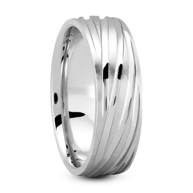Mens 14KT White Gold Platinum Traditional Wedding Band M1217