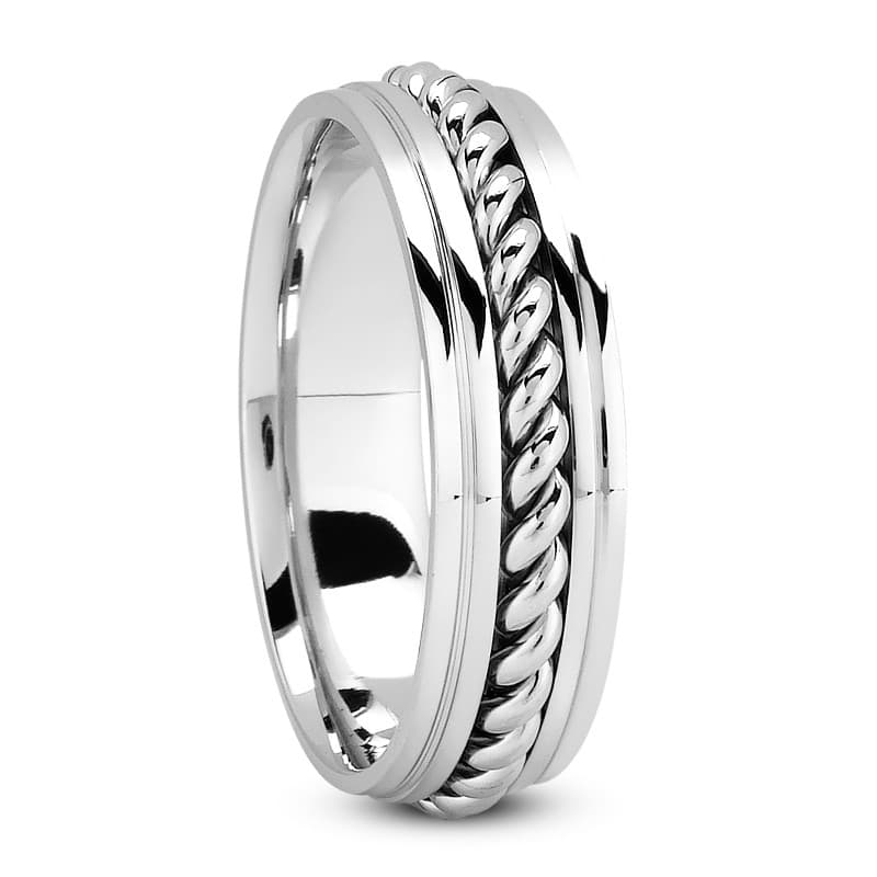 Ladies 14KT White Gold Platinum Traditional Wedding Band HM128