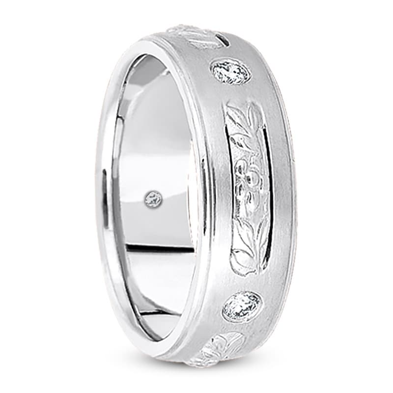 Ladies 14KT White Gold Platinum Traditional Wedding Band DB1190-7-RD