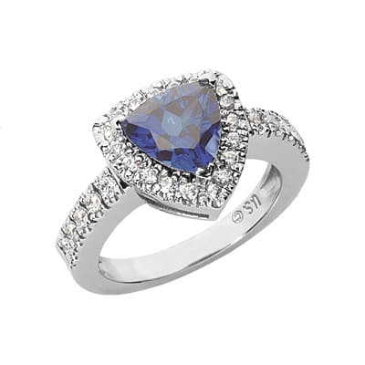 Ladies 14KT White Gold Platinum Color Stone Ring CSR1150