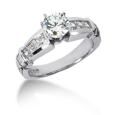 Ladies 14KT White Gold Platinum Fancy Engagement Set ENS620-A