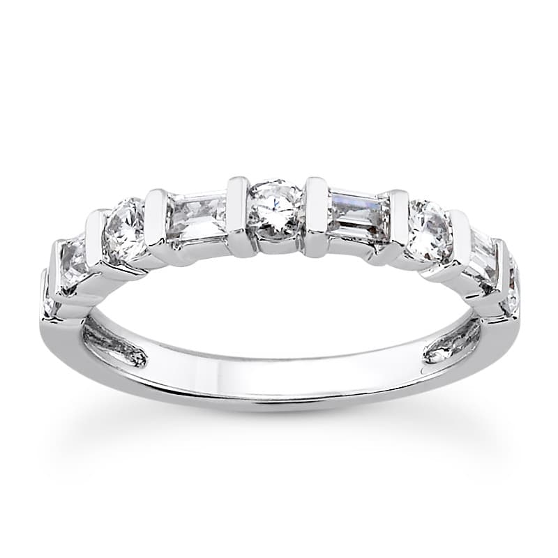 Ladies 14KT White Gold Platinum Diamond Wedding Band WB1413