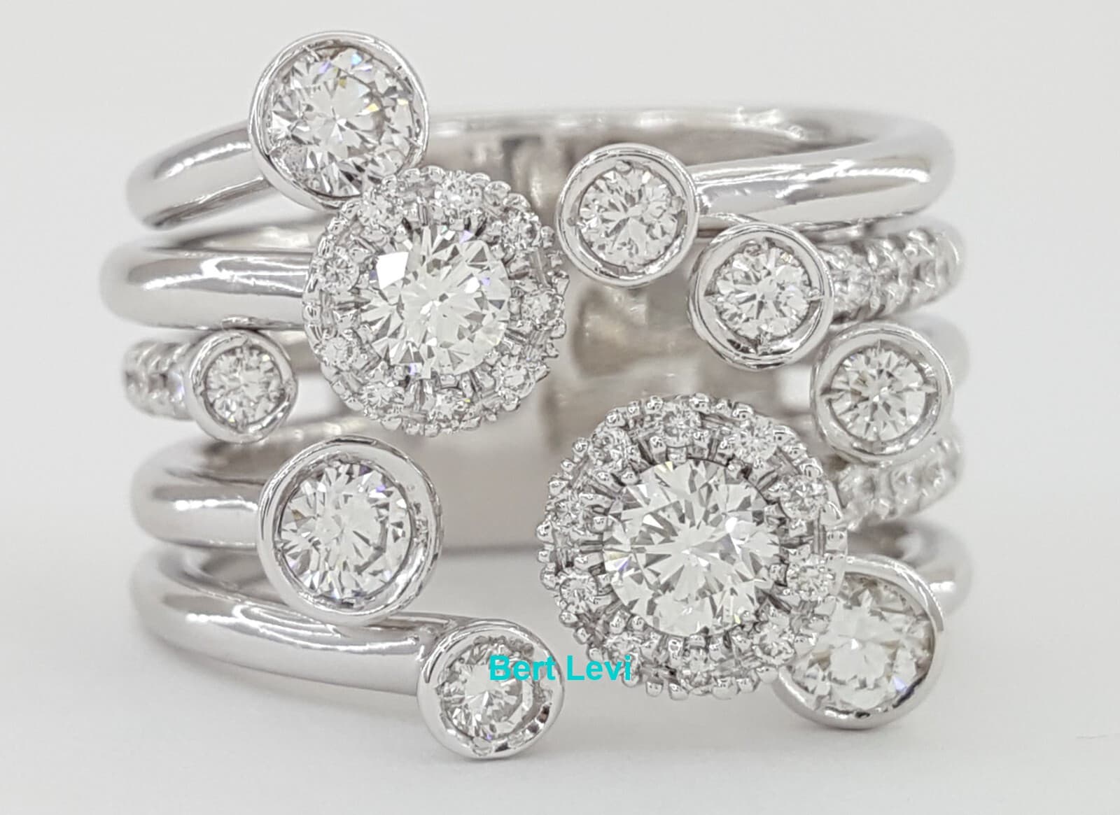 Favero Calla Diamond Statement Right Hand Ring 1.8 ct 18k White Gold