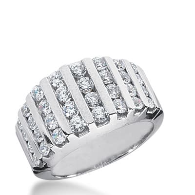 Ladies 14KT White Gold Platinum Round Diamond Wedding Band WB2447