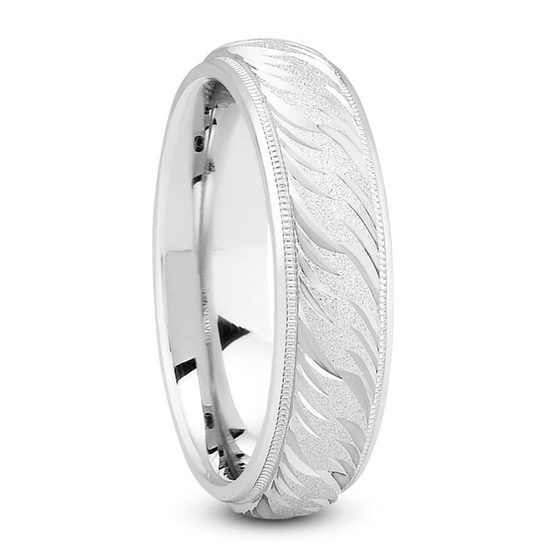 Mens 14KT White Gold Platinum Traditional Wedding Band m654