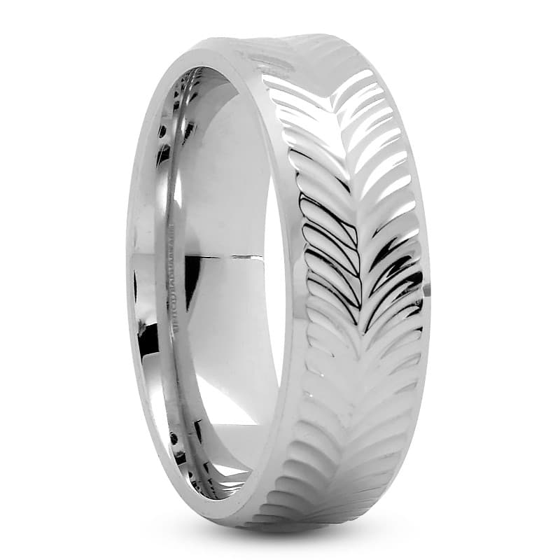 Mens 14KT White Gold Platinum Traditional Wedding Band M195