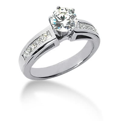 Ladies 14KT White Gold Platinum Fancy Engagement Set ENS555-A
