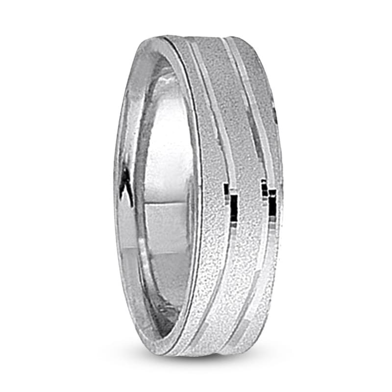 Mens 14KT White Gold Platinum Traditional Wedding Band M259