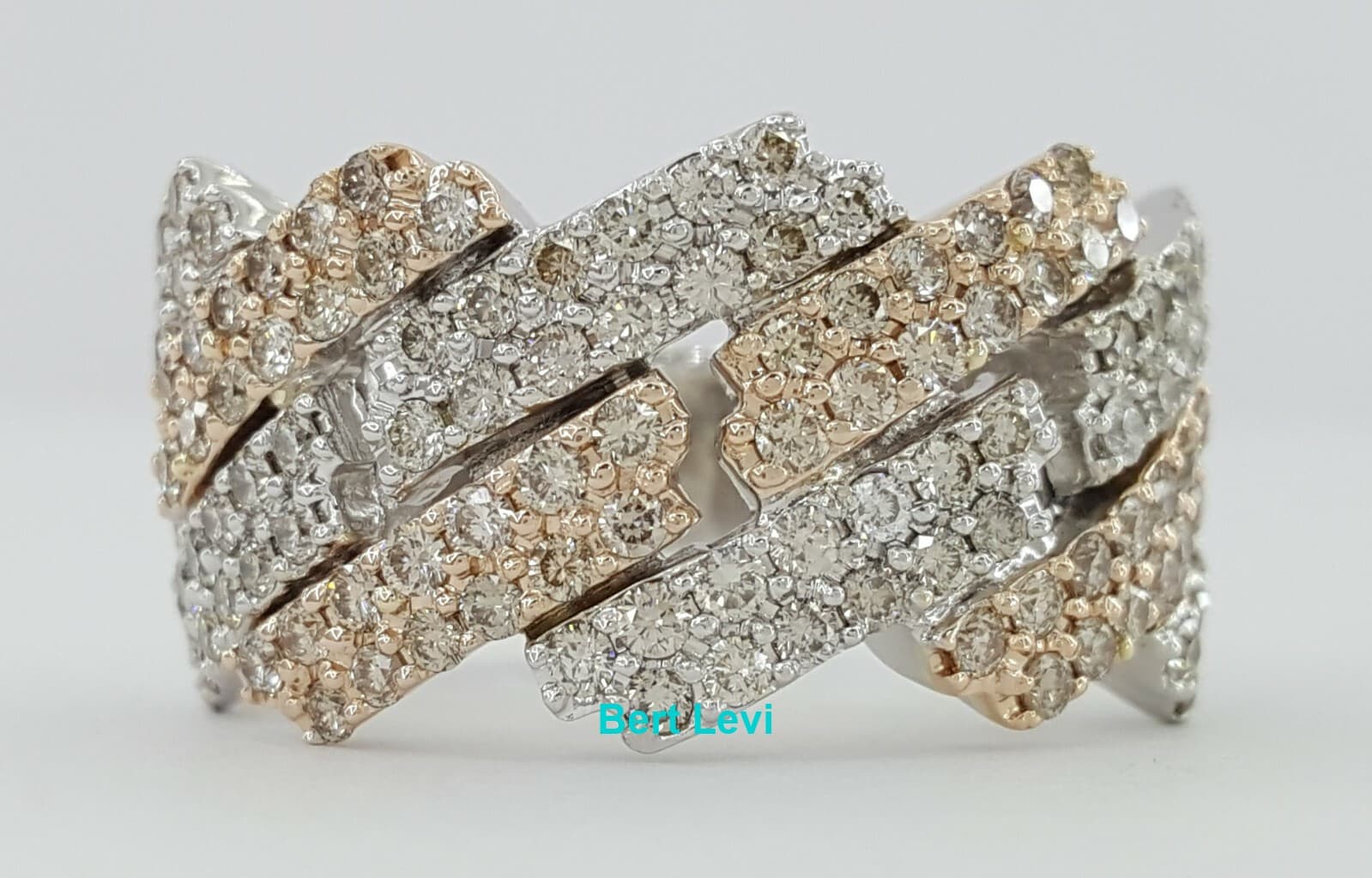 Diamond Pave Half Circle Cuban Link Gent's Ring 3.25 ct 10k Gold 4 Four Row