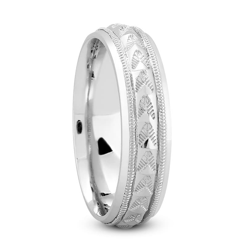 Mens 14KT White Gold Platinum Traditional Wedding Band M643