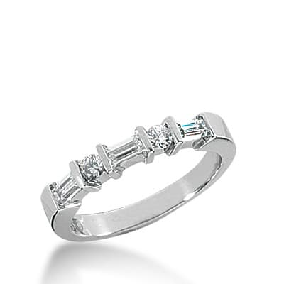 Ladies 14KT White Gold Platinum Diamond Wedding Band WB1728