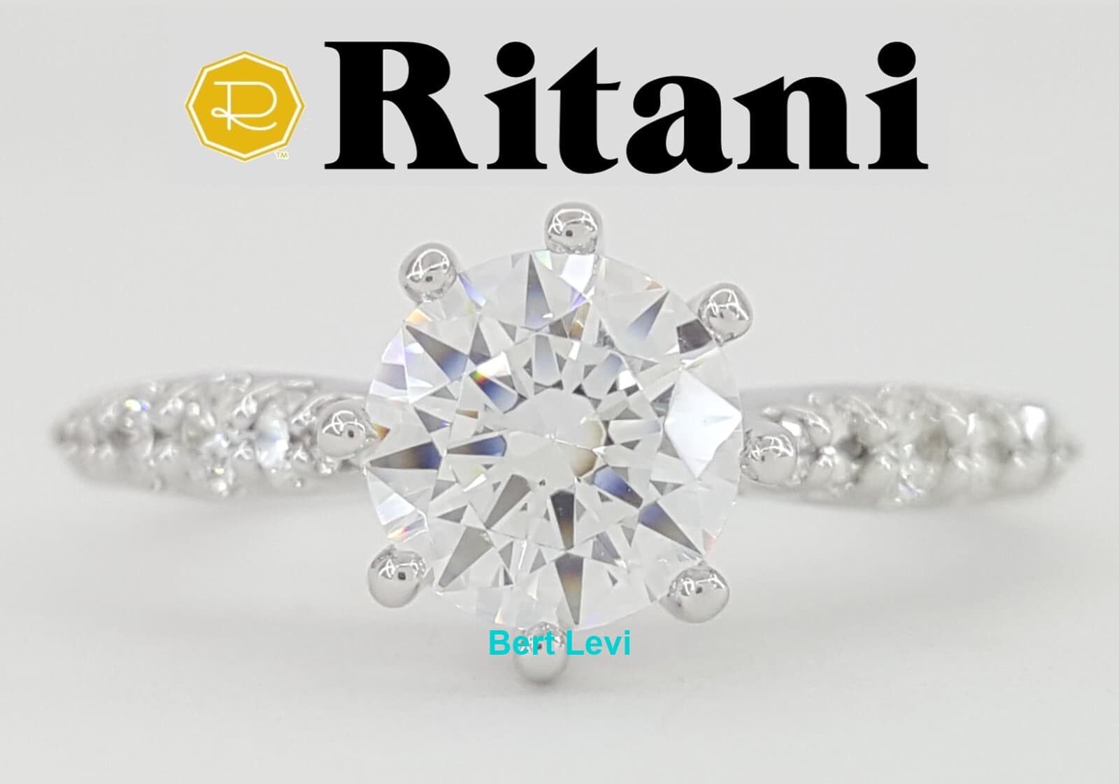Ritani Semi-Mount Diamond Engagement Ring 0.22ct 14k White Gold 1RZ1345 RT $1.3K