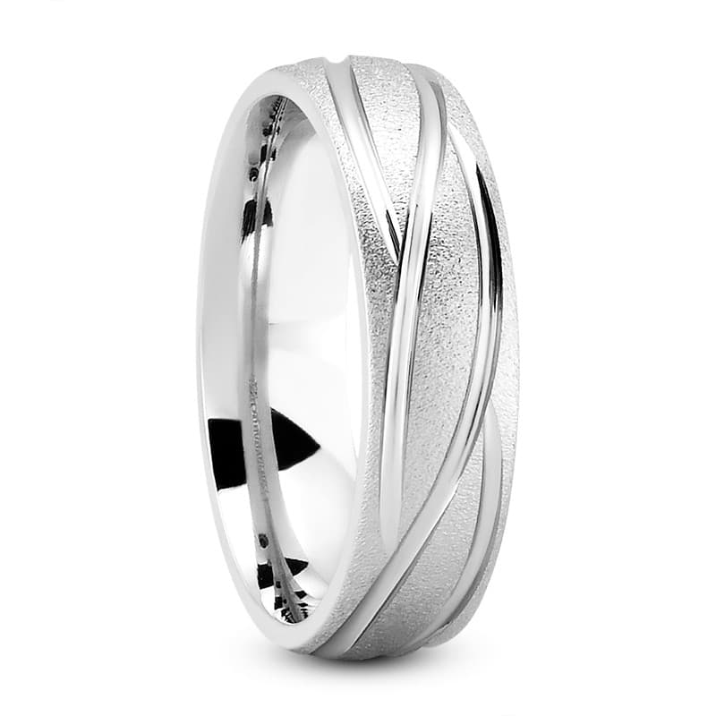 Mens 14KT White Gold Platinum Traditional Wedding Band M616