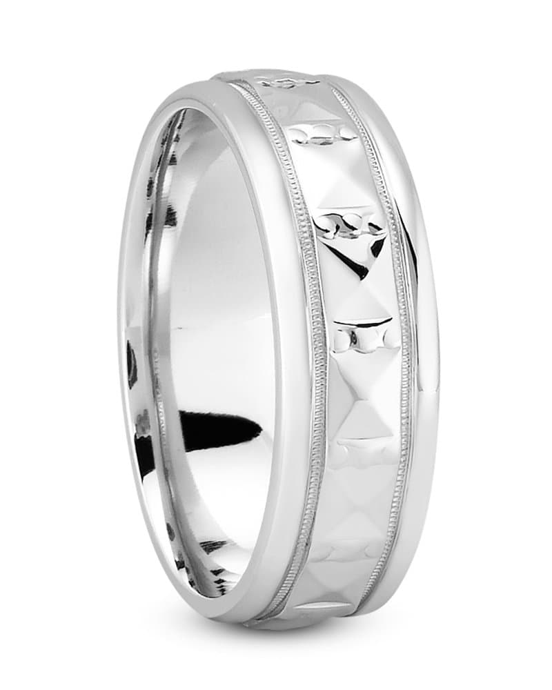 Mens 14KT White Gold Platinum Traditional Wedding Band M1004