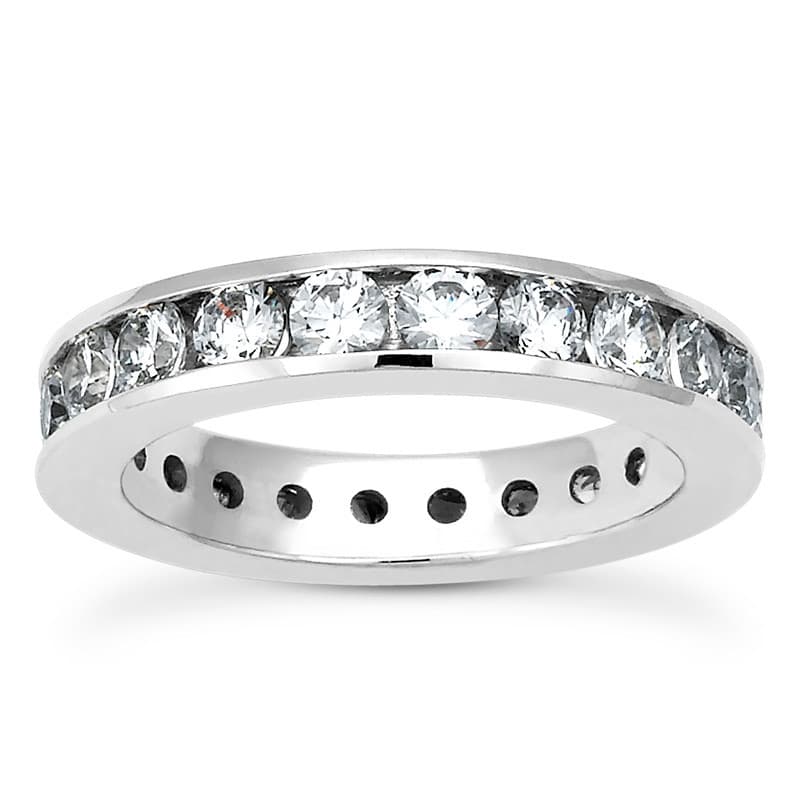 Ladies 14KT White Gold Platinum Round Diamond Eternity Wedding Band EWB451