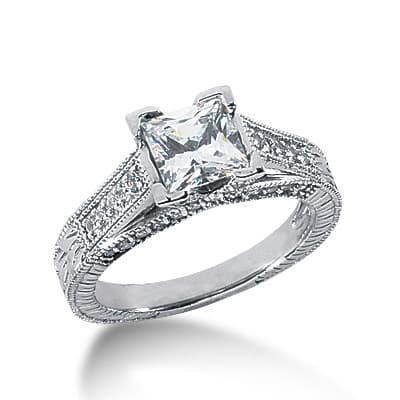 Ladies 14KT White Gold Platinum Fancy Engagement Ring ENR1524-5x5