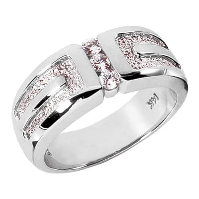 Ladies 14KT White Gold Platinum Round Diamond Wedding Band Set WBS125-G